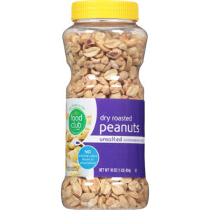 Food Club Dry Roasted Unsalted Peanuts 16 oz