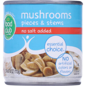 Food Club Essential Choice No Salt Added Pieces & Stems Mushrooms 4 oz