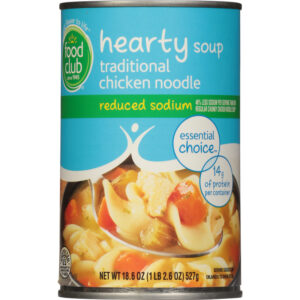 Food Club Essential Choice Reduced Sodium Traditional Chicken Noodle Hearty Soup 18.6 oz