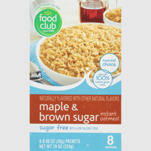 Food Club Essential Choice Sugar Free Maple & Brown Sugar Instant Oatmeal 8 - 0.98 oz Packets