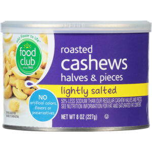 Food Club Halves & Pieces Roasted Lightly Salted Cashews 8 oz
