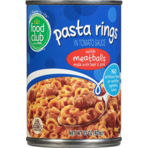 Food Club Pasta Rings in Tomato Sauce with Meatballs 15 oz