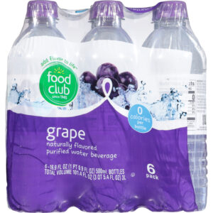 Food Club Purified Grape Water Beverage 6 ea