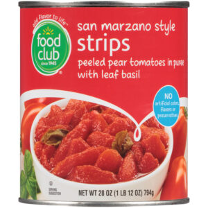 San Marzano Style Strips Peeled Pear Tomatoes In Puree With Leaf Basil