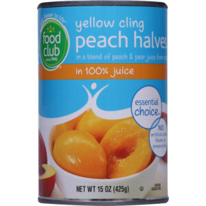 Food Club Essential Choice Yellow Cling Peach Halves in 100% Juice 15 oz