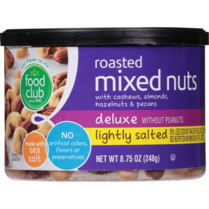 Food Club Roasted Deluxe Lightly Salted Mixed Nuts without Peanuts 8.75 oz