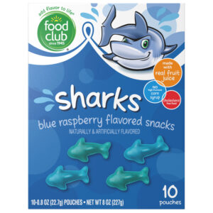 Food Club Sharks Blue Raspberry Flavored Snacks 10 ea