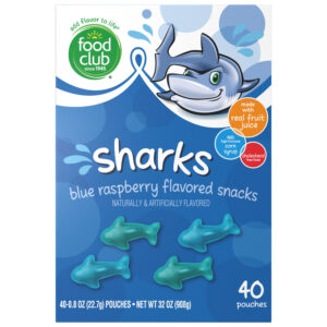 Food Club Sharks Blue Raspberry Flavored Snacks 40 ea