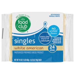 Food Club Singles White American Cheese Slices 24 ea