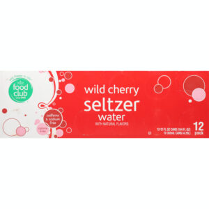 Food Club Wild Cherry Seltzer Water Can 12 ea