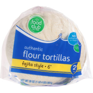 Food Club 6 Inch Fajita Style Authentic Flour Tortillas 20 ea