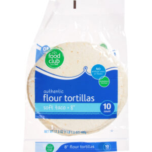 Food Club 8 Inch Soft Taco Authentic Flour Tortillas 10 ea