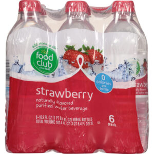 Food Club Strawberry Purified Water Beverage 6 ea