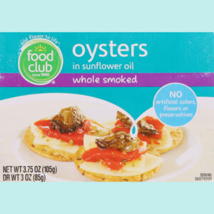 Food Club Whole Smoked Oysters in Sunflower Oil 3.75 oz