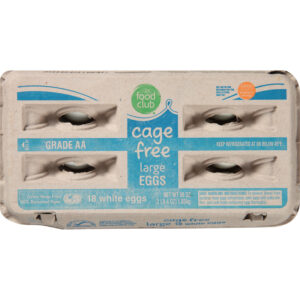 Food Club Cage Free White Eggs Large 18 ea